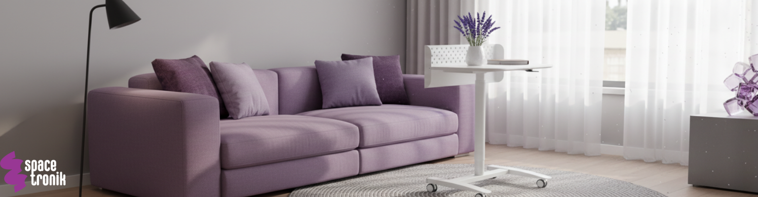 stanowisko robocze białe regulowane gazowo SPR-BUDDY-22-MWW 70x50 regulacja 66,5-105,1 cm dźwignia siłownik gazowy stal PP płyta wiórowa