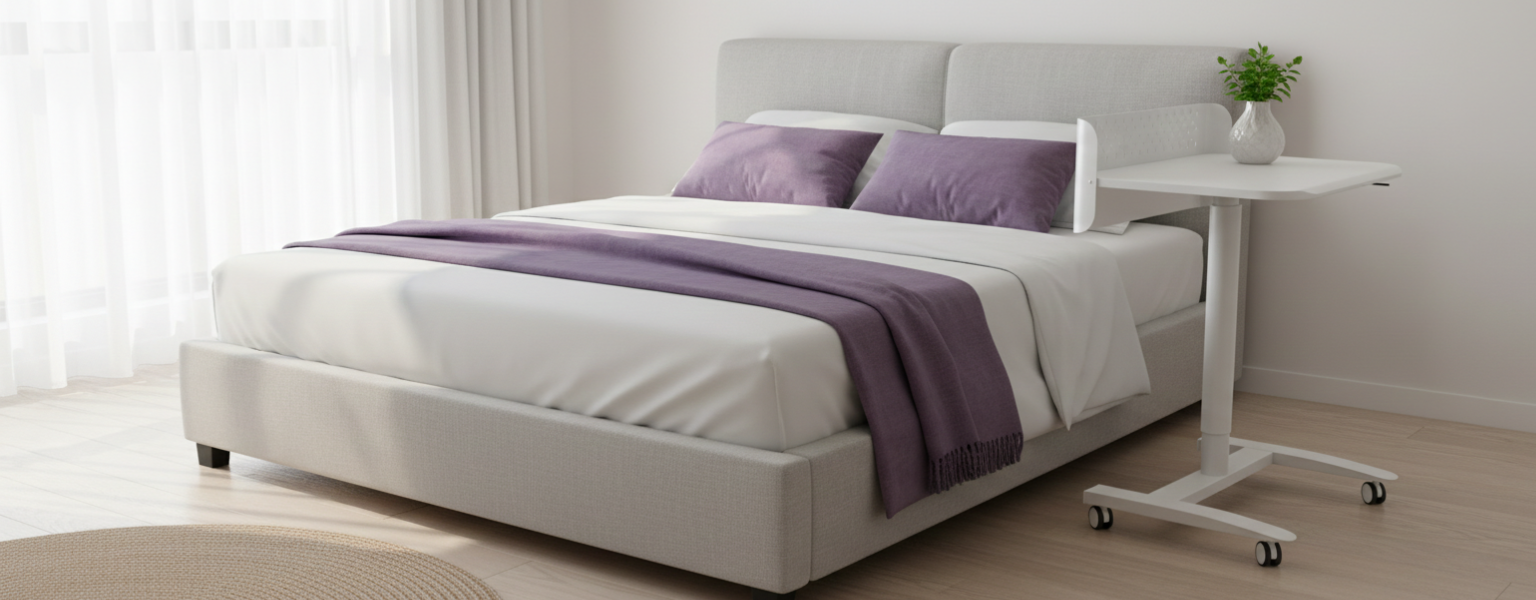 stanowisko robocze białe regulowane gazowo SPR-BUDDY-22-MWW 70x50 regulacja 66,5-105,1 cm dźwignia siłownik gazowy stal PP płyta wiórowa