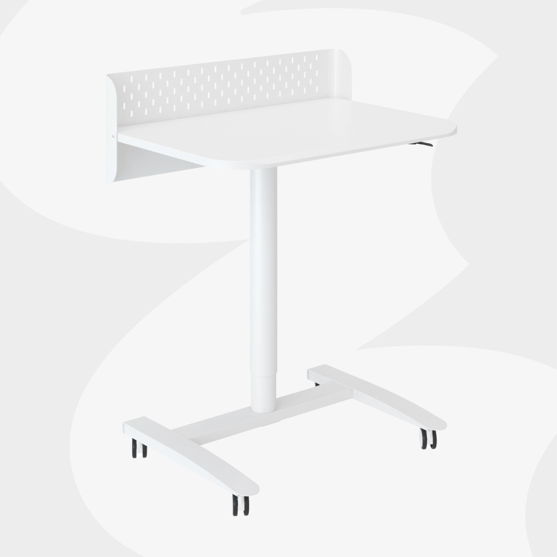 stanowisko robocze białe regulowane gazowo SPR-BUDDY-22-MWW 70x50 regulacja 66,5-105,1 cm dźwignia siłownik gazowy stal PP płyta wiórowa