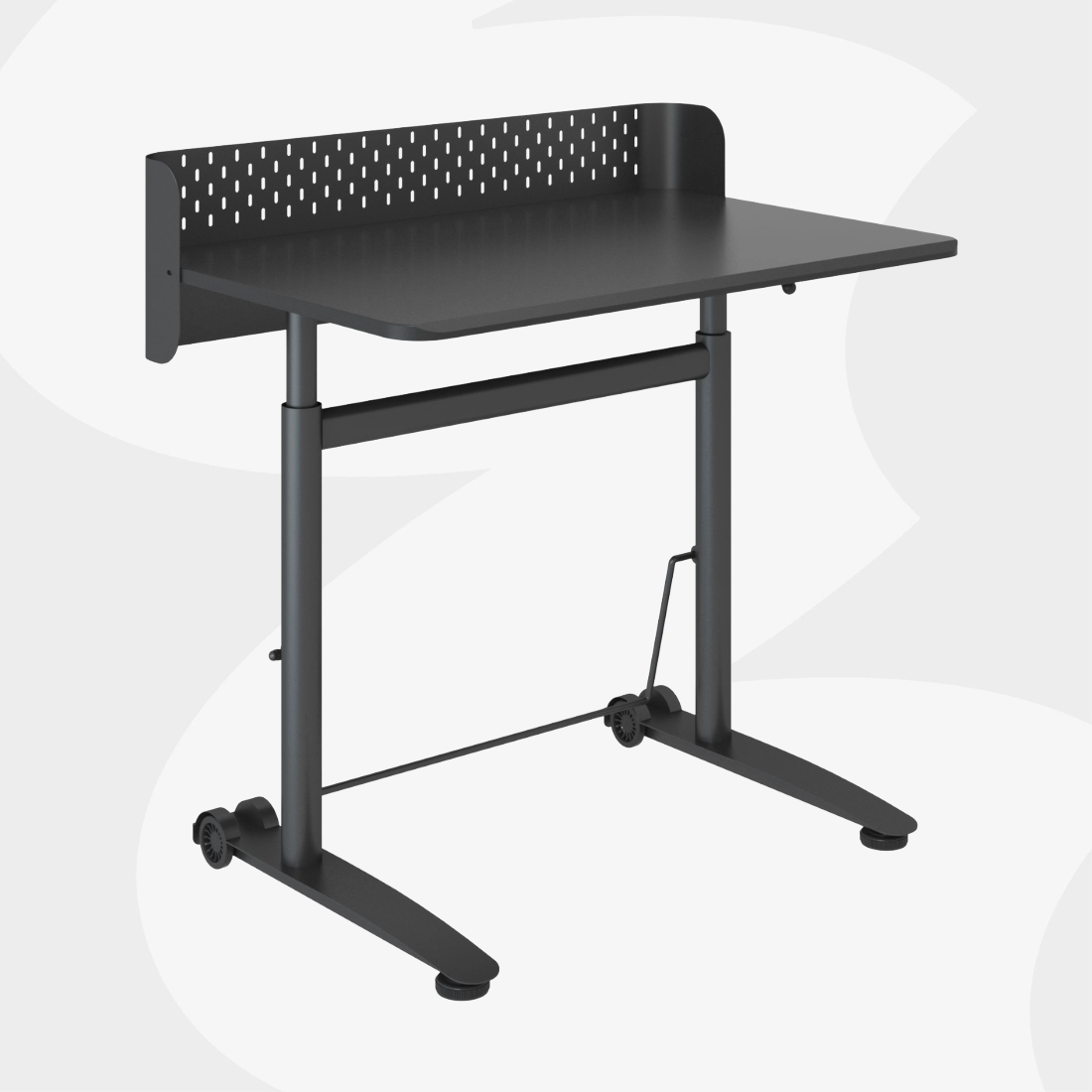 czarne stanowisko robocze regulowane SPR-BUDDY-23-MBB 90x60 regulacja 66,7-100,3 cm stal PP płyta wiórowa