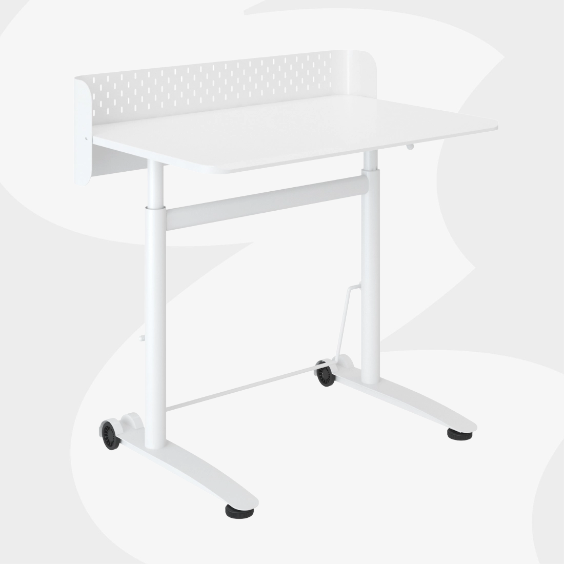 białe stanowisko robocze regulowane SPR-BUDDY-23-MWW 90x60 regulacja 66,7-100,3 cm stal PP płyta wiórowa