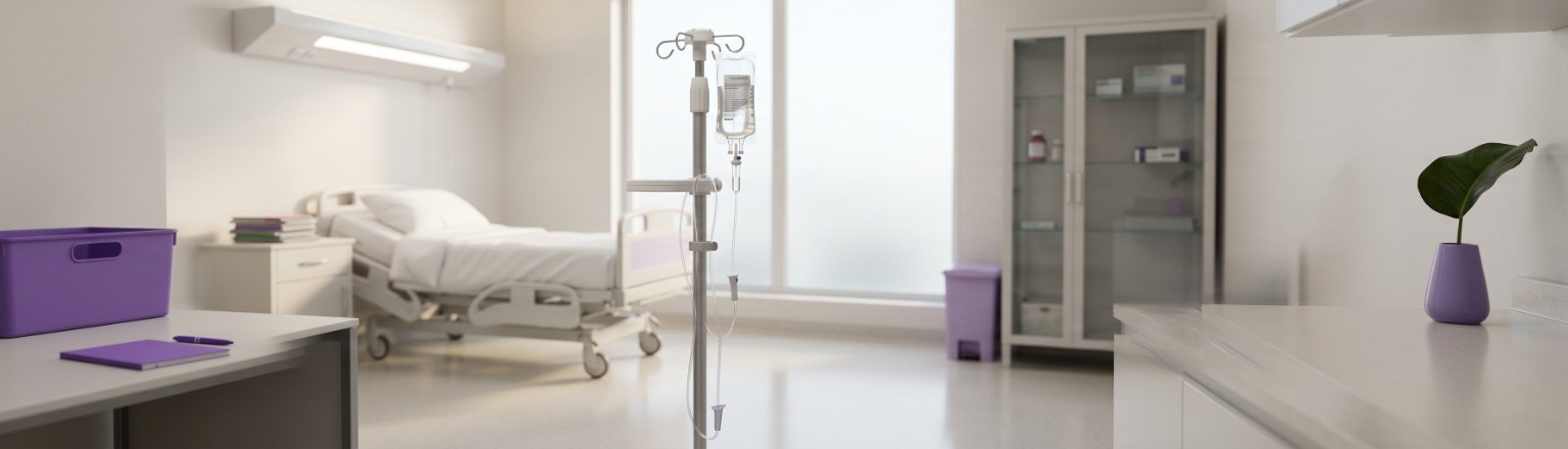 Nowoczesny mobilny stojak na kroplówki Spacetronik SPR-MED-01W z uchwytem prowadzącym i cichymi kółkami