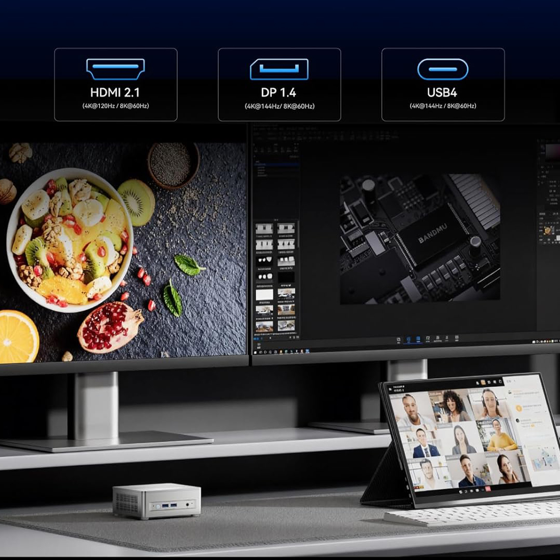 Minisforum X1 Lite trzy monitory 8K 4K