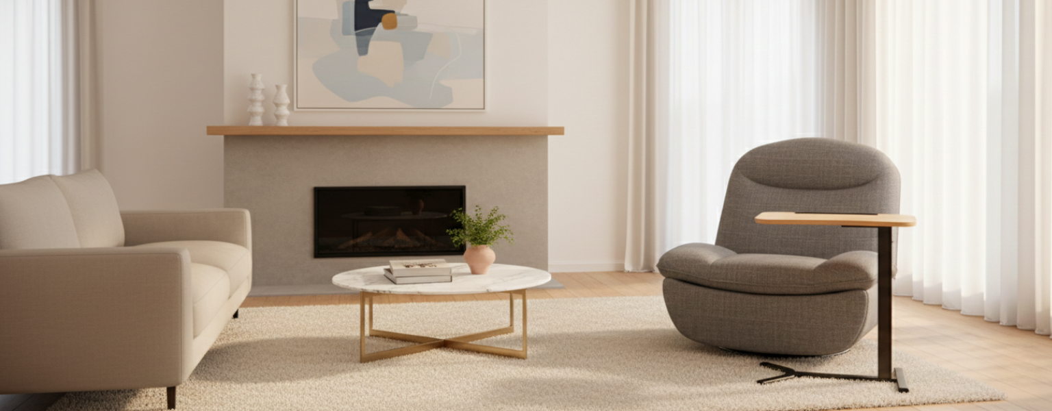 zestaw relaksacyjny fotel FLAX stolik BUDDY