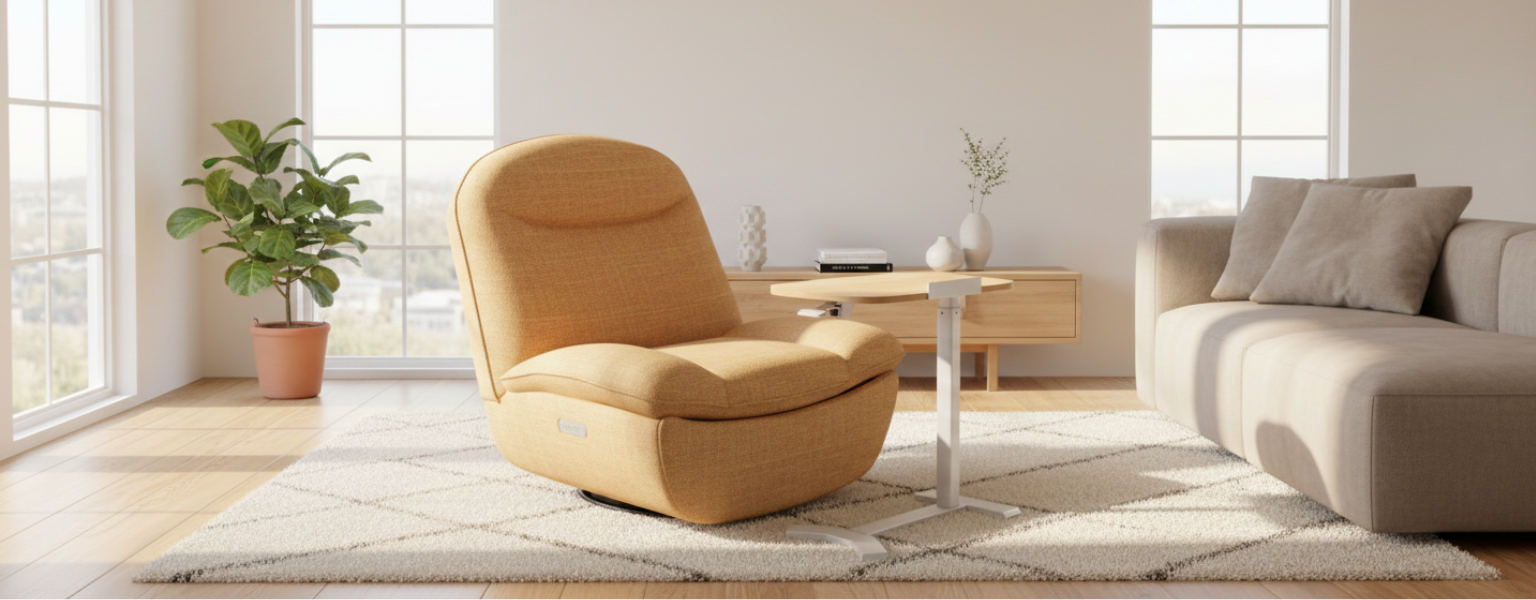 zestaw relaksacyjny: fotel elektryczny + stolik pomocniczy Buddy