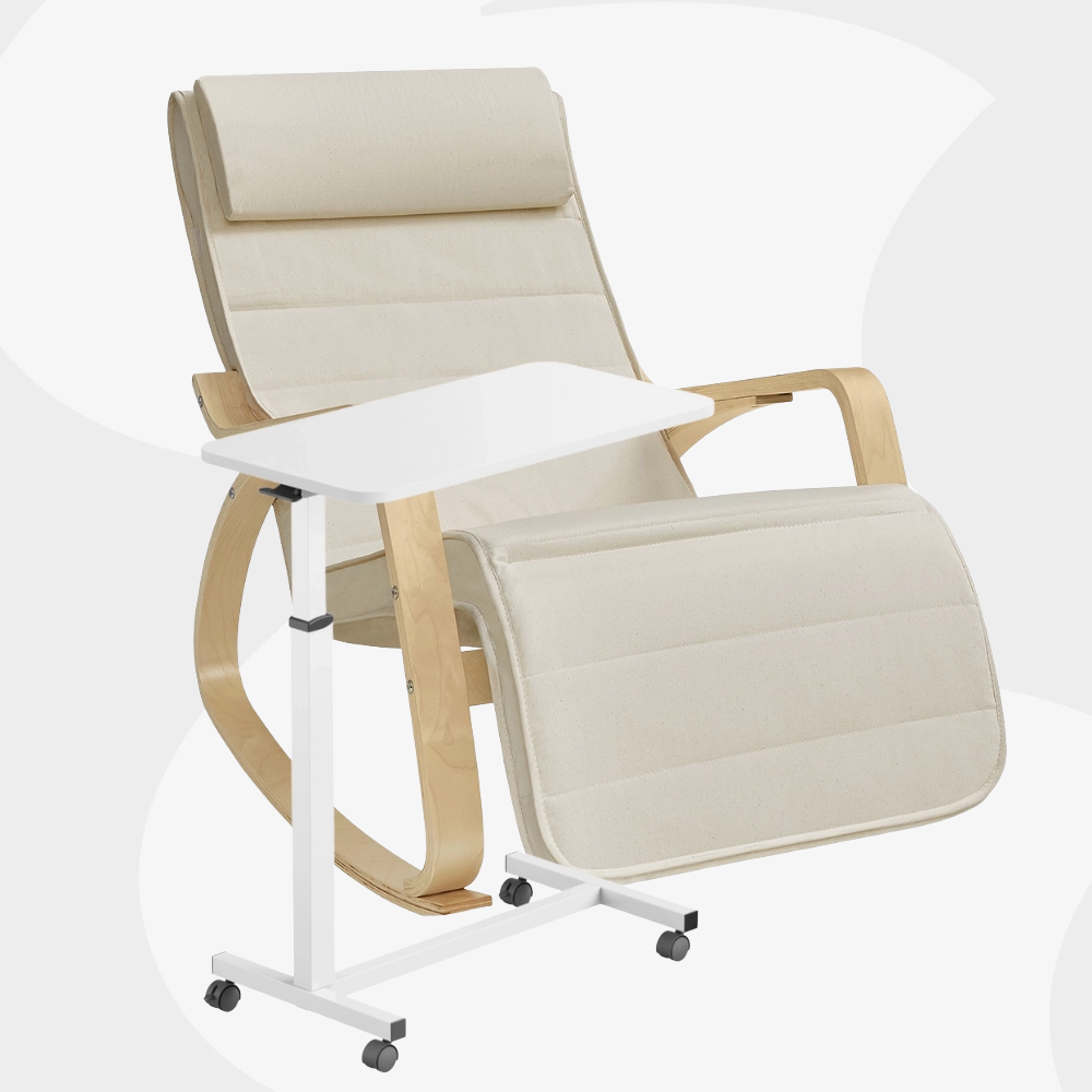 zestaw relaksacyjny fotel bujany i stolik buddy