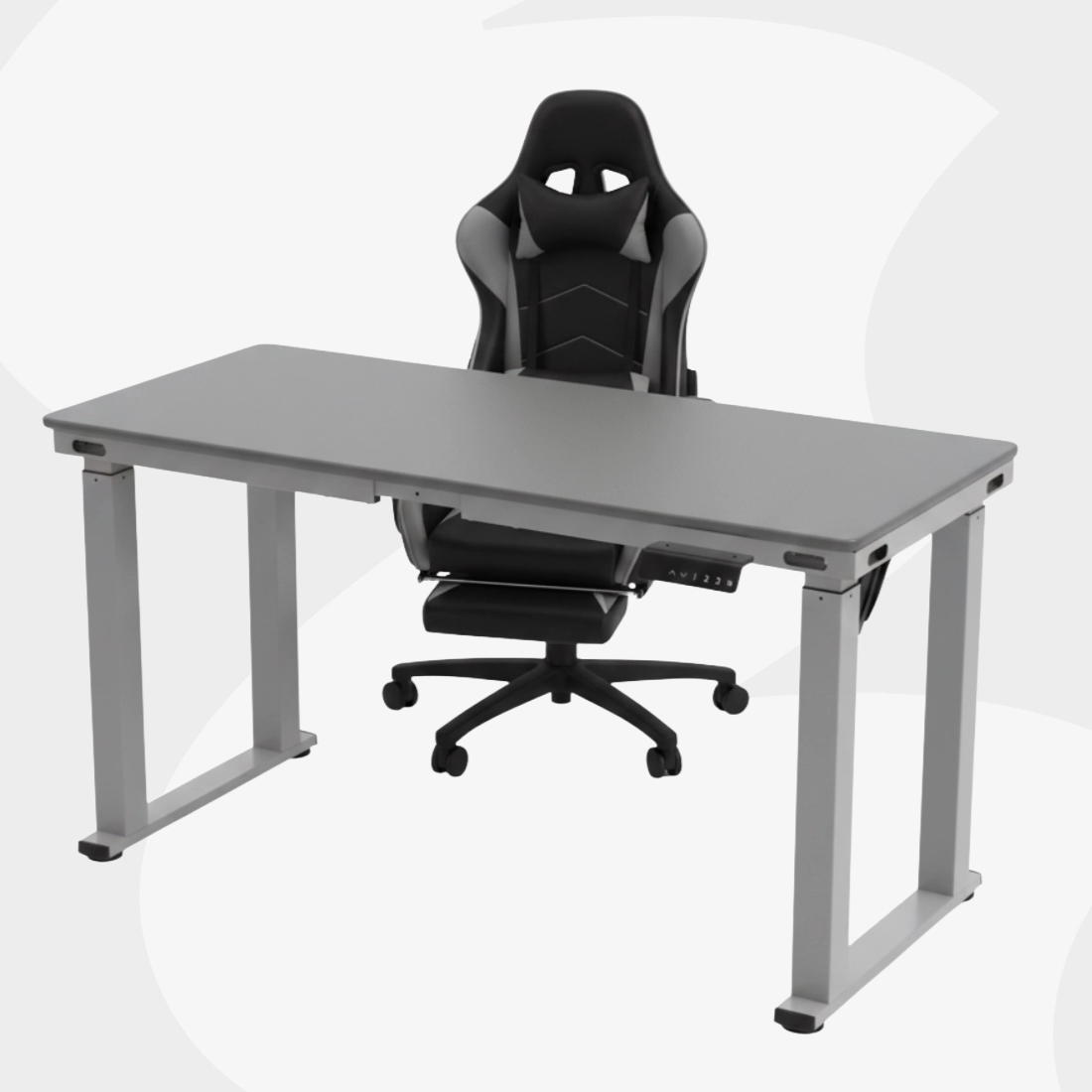 zestaw: biurko elektryczne i fotel gamingowo biurowy