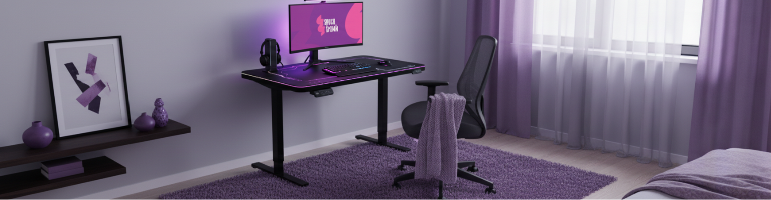 biurko gamingowe elektryczne RGB regulacja wysokości ergonomiczne