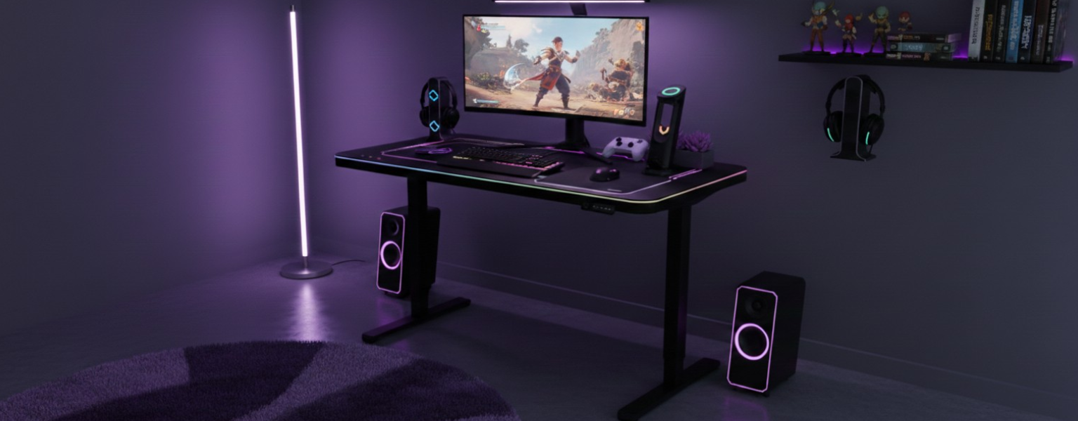 biurko gamingowe RGB ergonomiczne