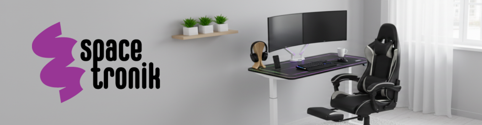 zestaw gamingowy Spacetronik biurko elektryczne RGB uchwyt i fotel Rally