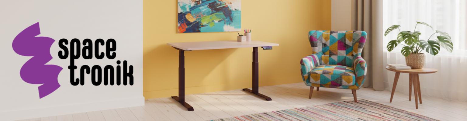 stelaż biurka elektrycznego Spacetronik SPE-232OO (seria Vegard) dwusilnikowy OLED antykolizyjny + blat MDF premium