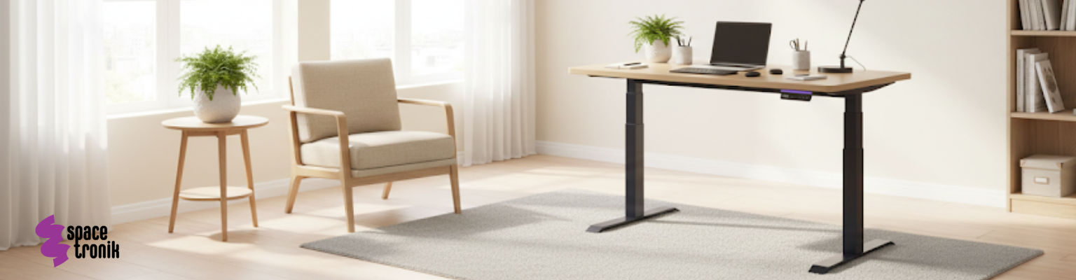 stelaż biurka elektrycznego Spacetronik SPE-232OO (seria Vegard) dwusilnikowy OLED antykolizyjny + blat MDF premium