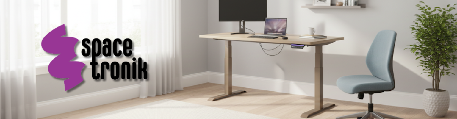 stelaż biurka elektrycznego Spacetronik SPE-232OO (seria Vegard) dwusilnikowy OLED antykolizyjny + blat MDF premium