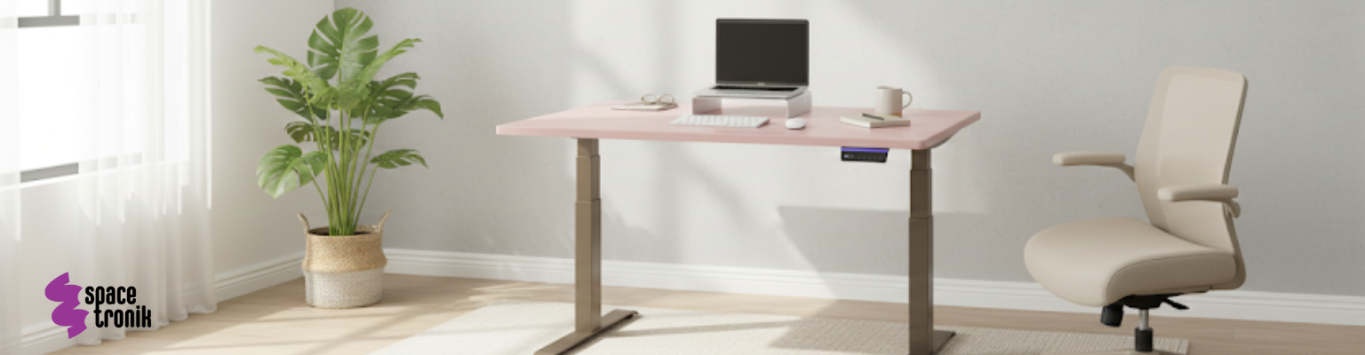 stelaż biurka elektrycznego Spacetronik SPE-232OO (seria Vegard) dwusilnikowy OLED antykolizyjny + blat MDF premium