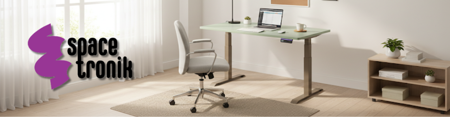 stelaż biurka elektrycznego Spacetronik SPE-232OO (seria Vegard) dwusilnikowy OLED antykolizyjny + blat MDF premium