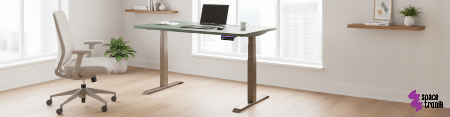 stelaż biurka elektrycznego Spacetronik SPE-232OO (seria Vegard) dwusilnikowy OLED antykolizyjny + blat MDF premium