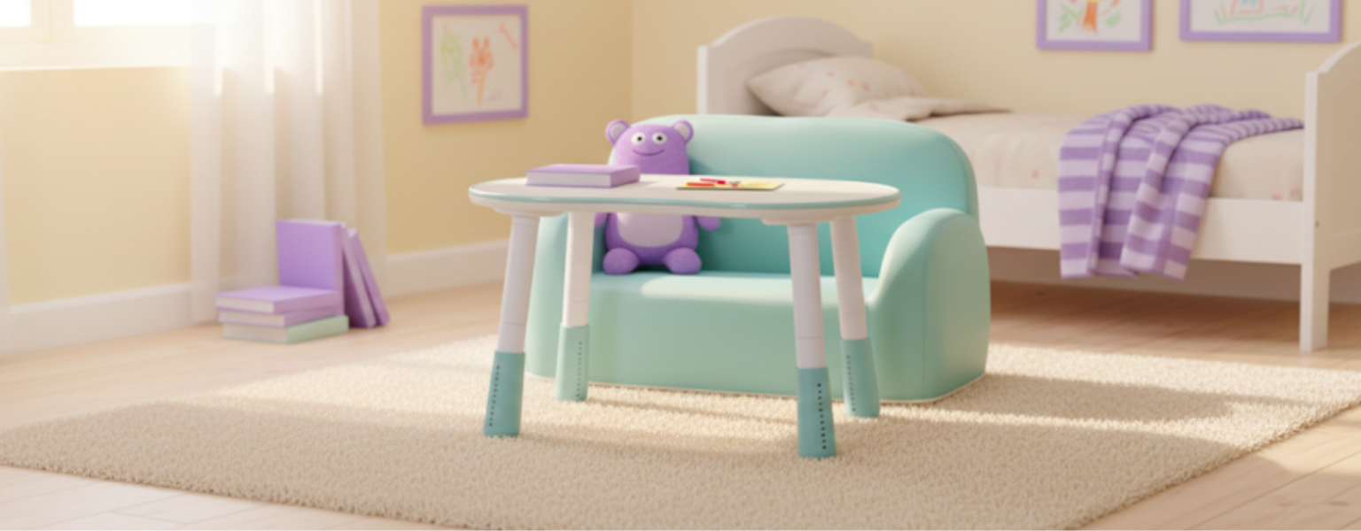 meble dziecięce do pokoju stolik i sofa Spacetronik
