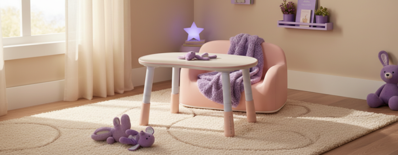 meble dziecięce do pokoju stolik i sofa Spacetronik