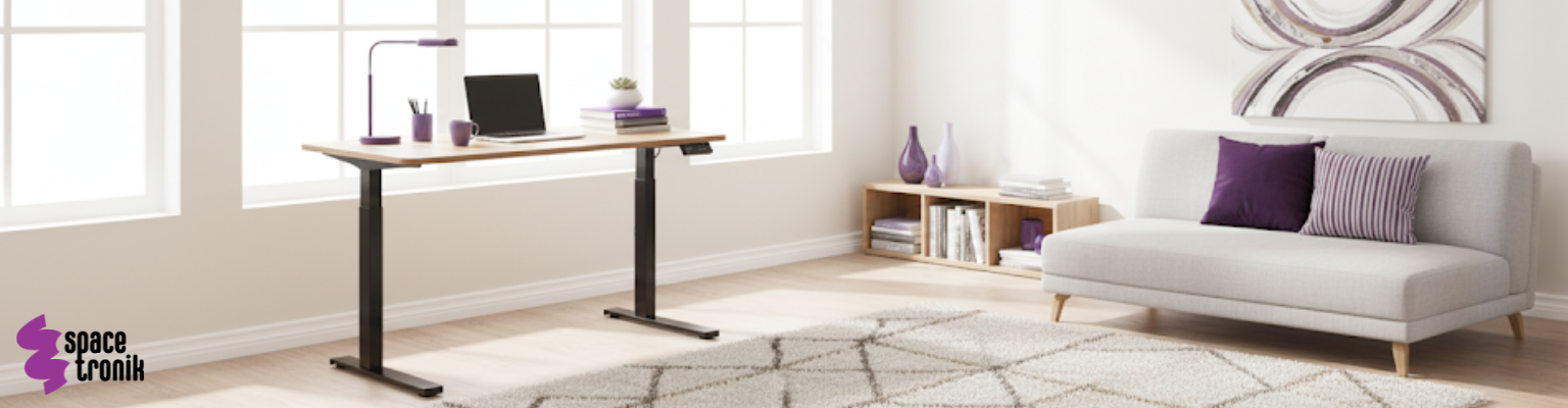 Czarne biurko elektryczne Spacetronik SPE-152B 72–120 cm z blatem 138x68 Drewno retro