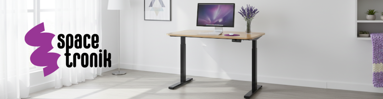 Biurko elektryczne Spacetronik SPE-152B czarne + blat 130x65 Dąb Lungo