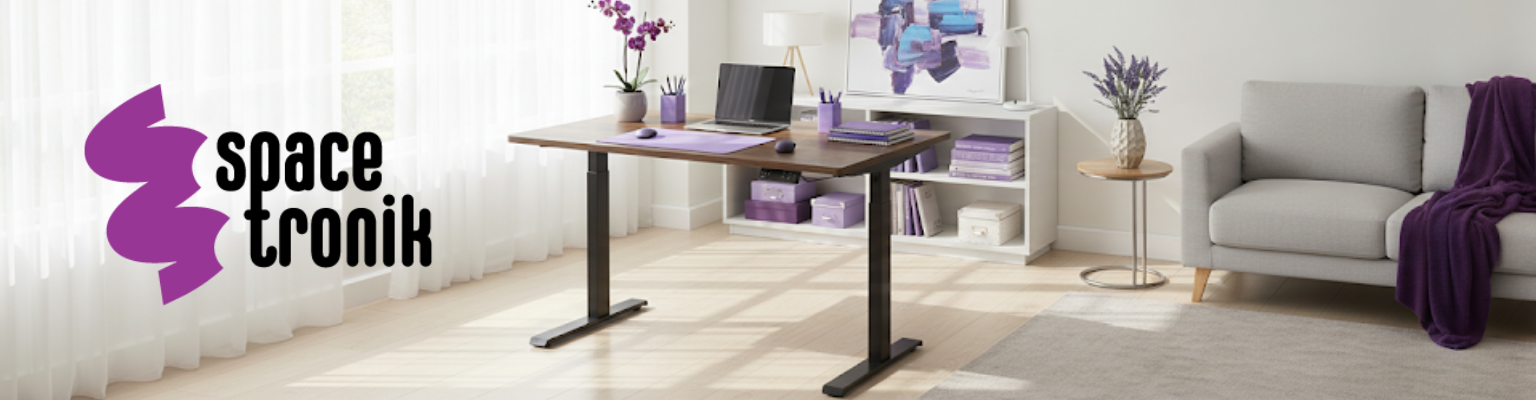 Biurko elektryczne Spacetronik SPE-152B czarne 100x60 drewno retro regulacja 72-120 cm antykolizja LED USB