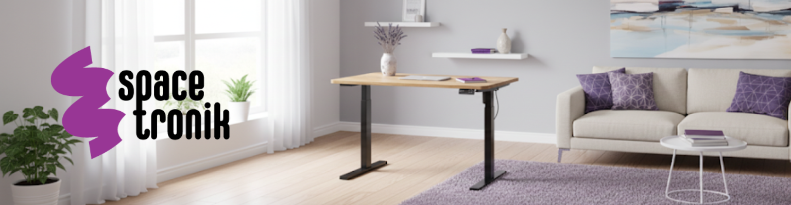 Biurko elektryczne Spacetronik SPE-152B czarne z blatem 158x80 Drewno Retro