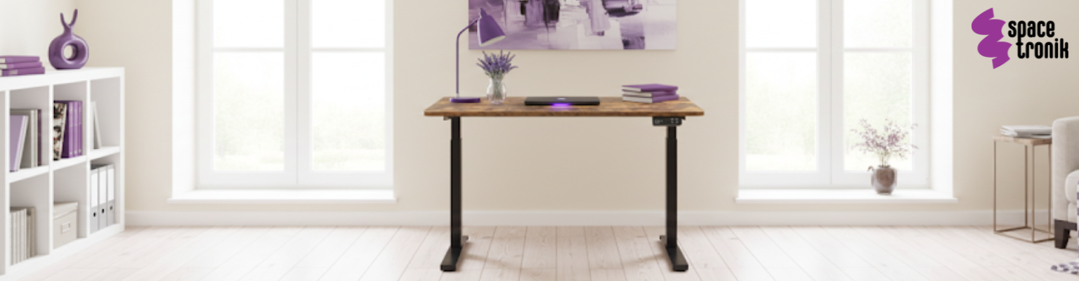 biurko elektryczne Spacetronik SPE-152B czarne 72–120 cm antykolizyjne blat 140x70 brąz rustic