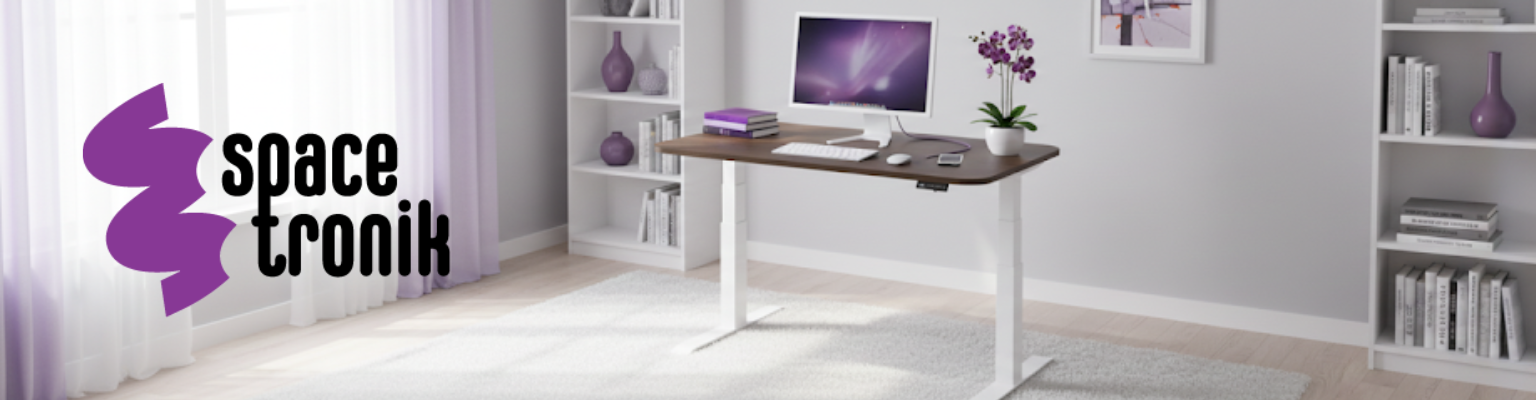 biurko elektryczne Spacetronik SPE-232OW białe regulowane 62,5–127,5 cm 140 kg OLED RGB antykolizyjne blat 158x80 Orzech Ambasador
