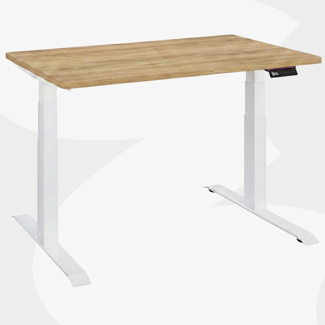 biurko elektryczne Spacetronik SPE-232OW białe z blatem 158x80 drewno retro regulowane OLED RGB antykolizja