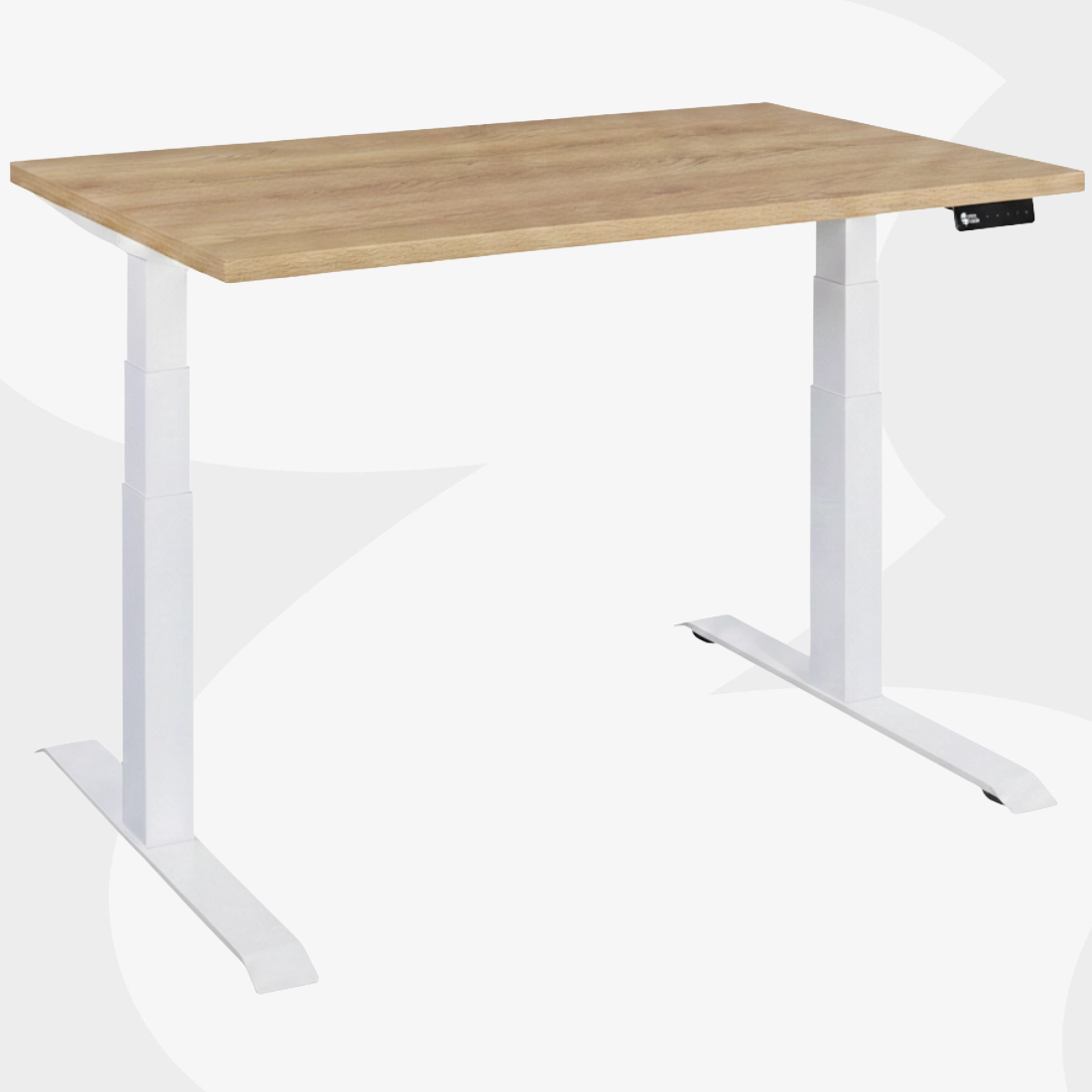 biurko elektryczne Spacetronik SPE-232OW białe blat 158x80 Dąb Słoneczny OLED RGB antykolizja 140 kg