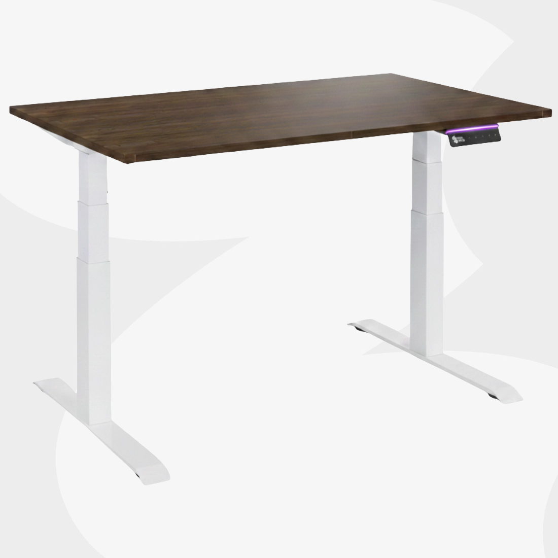 biurko elektryczne Spacetronik SPE-232OW białe z blatem 138x80 Orzech Ambasador regulacja wysokości OLED RGB antykolizja