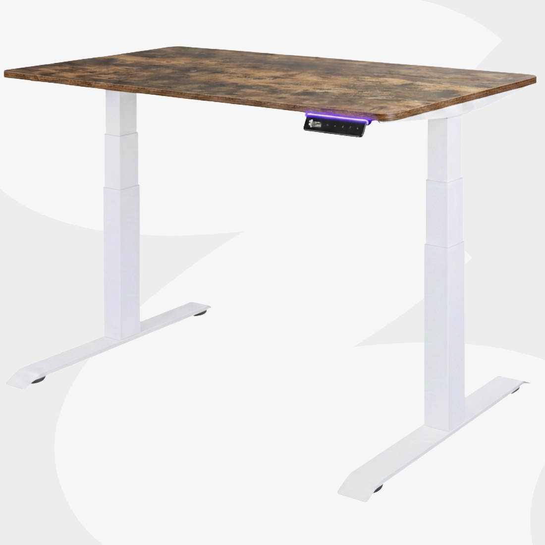 biurko elektryczne Spacetronik SPE-232OW białe z blatem 180x75 Brąz Rustic OLED RGB antykolizja 140 kg