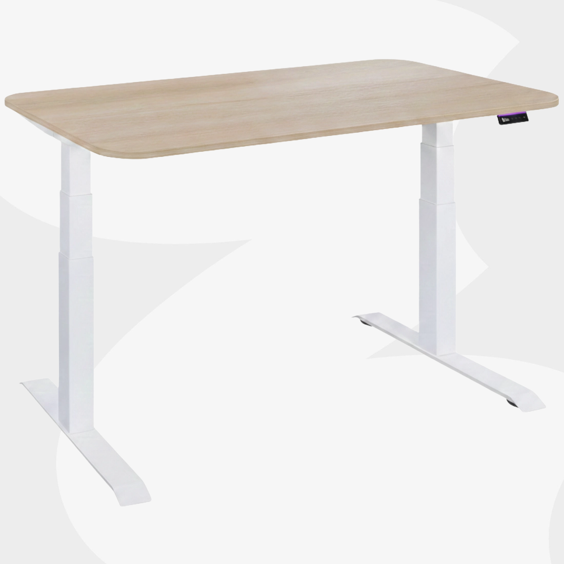 biurko elektryczne Spacetronik SPE-232OW białe blat 138x80 dąb sonoma regulacja wysokości OLED RGB antykolizja 140 kg