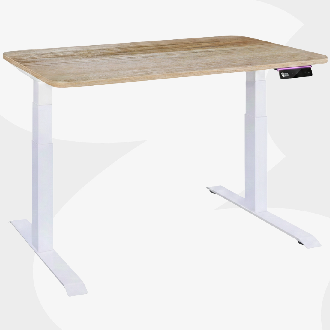 biurko elektryczne Spacetronik SPE-232OW białe regulowane 62,5–127,5 cm 140 kg OLED RGB antykolizja blat 158x80 dąb lungo